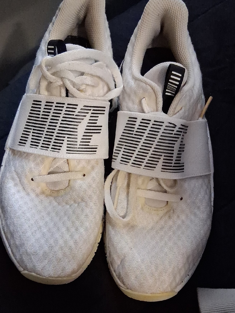 Nike White and Black Mesh Strap Trainers